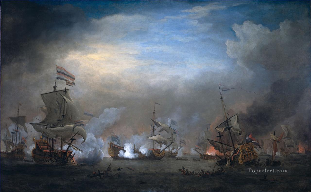 テクセルの戦い 8 月 21 日 1673 1707油絵